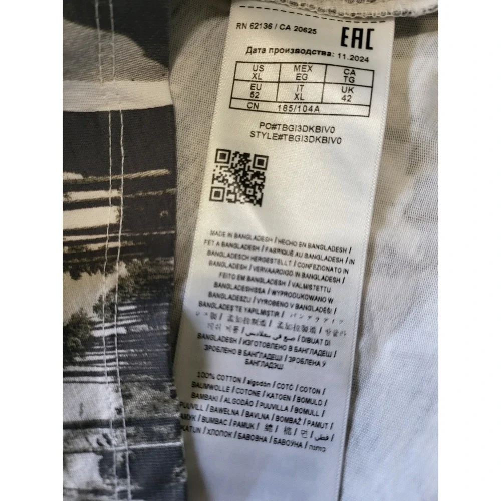 Guess Los Angeles Mens XL T-Shirt All Over Photo Print Blue Puff Logo Tee - Picture 5 of 6